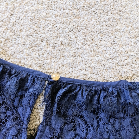 Draper James Navy Lace Ruffle Top - Picture 8 of 11